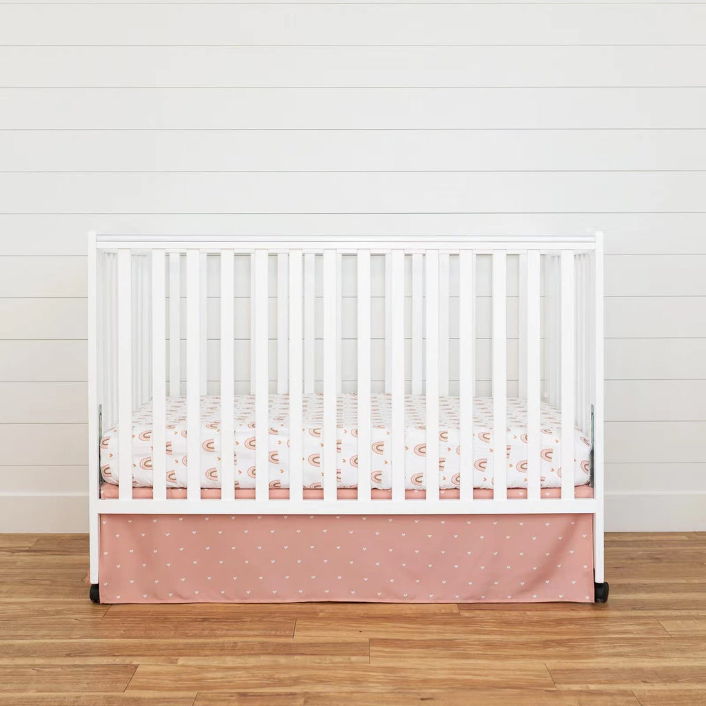 3 Piece Rainbow Boho Crib Bedding Set - Standard Size Nursery Bedding for Boys and Girls with Crib Sheet, Comforter &