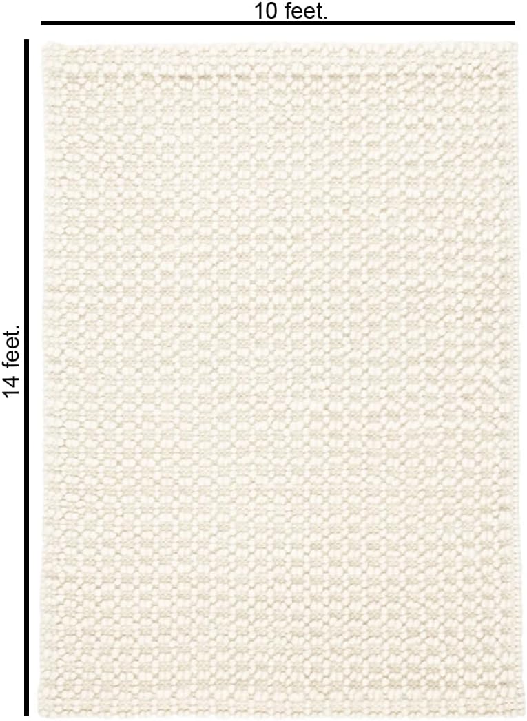 Handwoven Wool Area Rug - Hand Woven Natural Carpet Rugs- Bedroom Living Room Dining Room (Ivory- 10'x14')