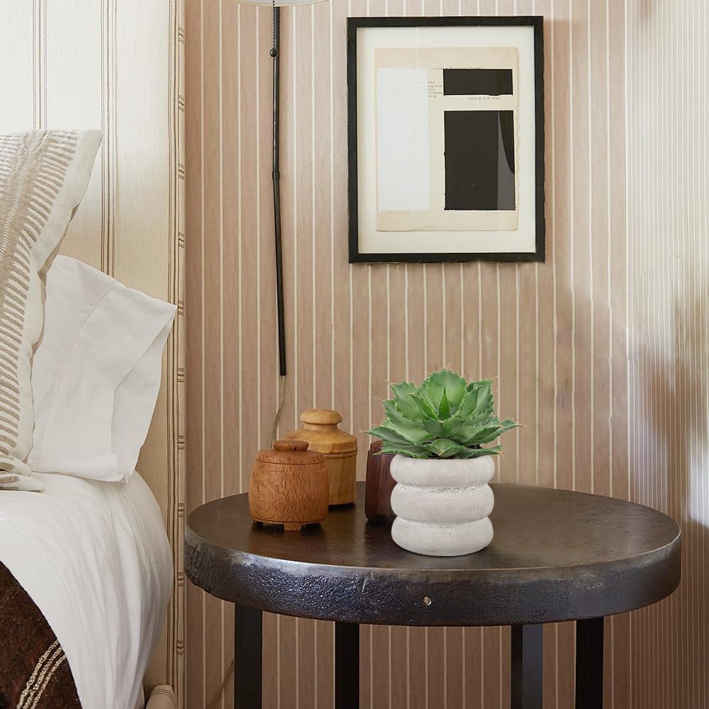 Fake Plants Succulents Artificial Agave Succulent Plants Faux Aloe Potted Plant in White Glaze Ceramic Pot for Desk