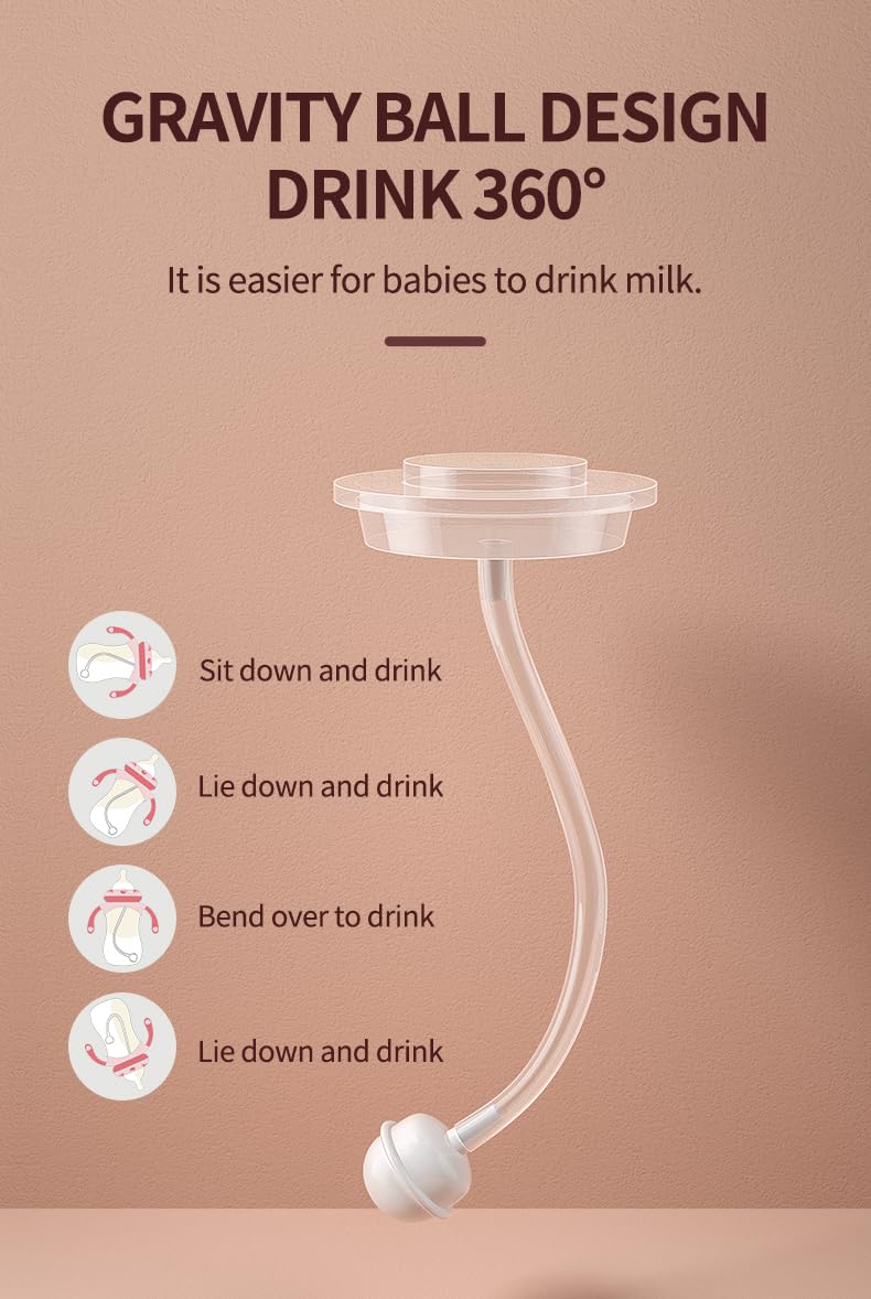 Baby Bottles, Weighted Straw Toddler Milk Bottles with Non-Slip Handle, Size + Variable Fast Flow, 12+ Months