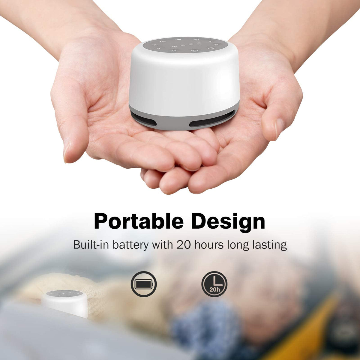 Sleep Sound Machine 24 Natural 7 Color Breathing Lights and Night Light with Timer Memory Feature Rechargeable