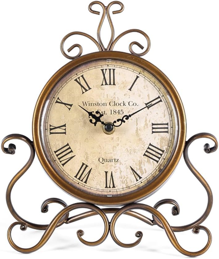 Vintage Table Clocks for Living Room Bedroom Decor, Silent Decorative Farmhouse Shelf Clock Battery Operated