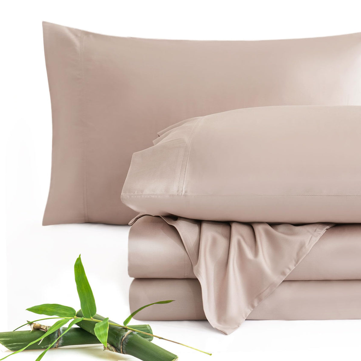 Taupe 100% Viscose Derived from Bamboo Cooling Sheet Set