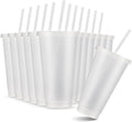 12 Pcs Reusable Glitter Cups with Lids and Straws 24 oz Plastic Tumbler Iced Coffee Cup Travel Mug for Smoothie Juice