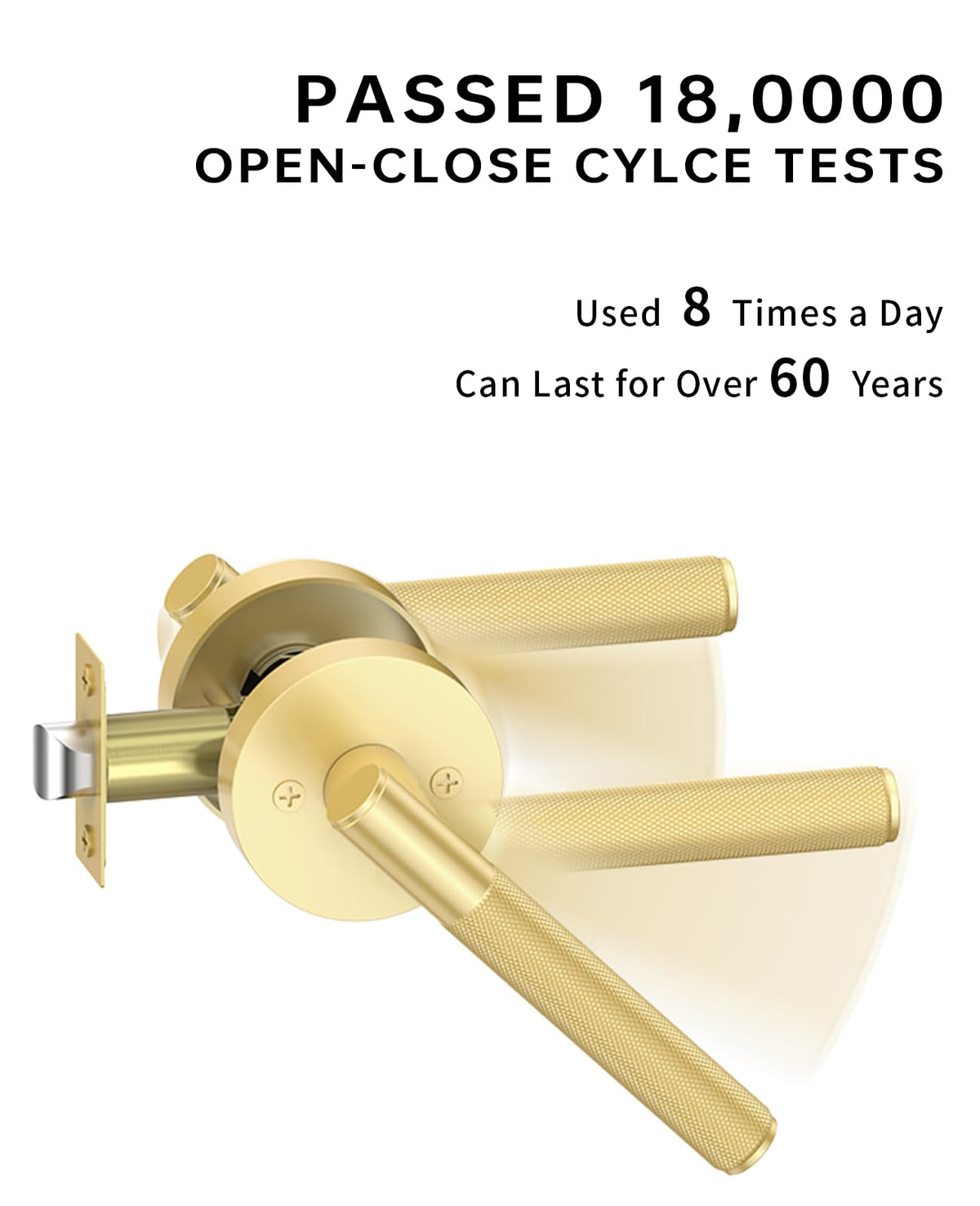 8 Pack Brushed Gold Passage Interior Door Handles