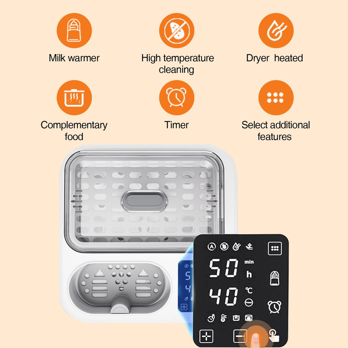 Smart 8in-1 Baby Bottle Warmer for Breastmilk Sanitizer&Dryer