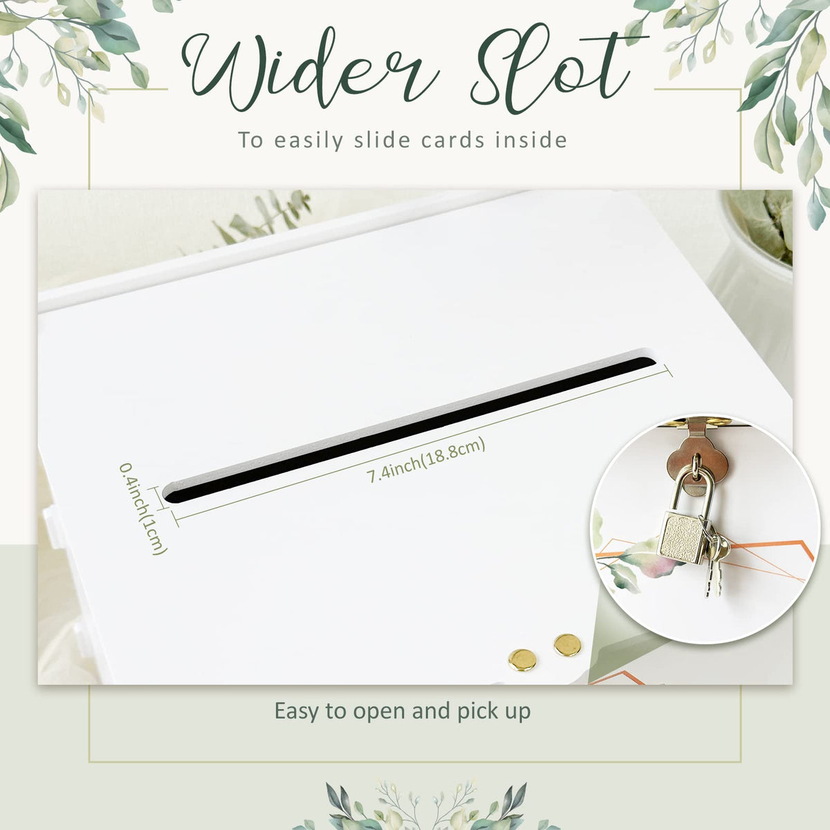 White Wedding Card Box with Lock, PVC Envelope Money Card Box for Wedding