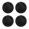4Pcs Flush Ring Pull Round Recessed Pull Handle Knob (Matte Black)