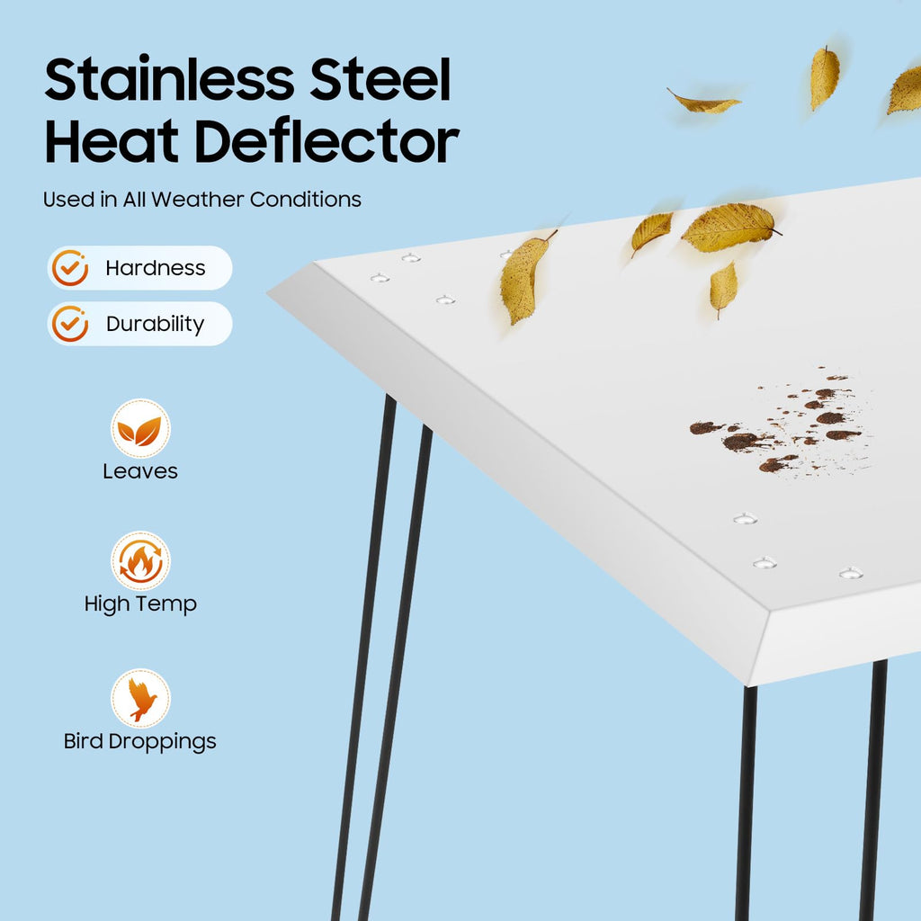 Pit Heat Deflector, 24 x 24 x 24 Inch Square Fire Pit Burner Cover to Push Heat Down and Out Stainless Steel Fires