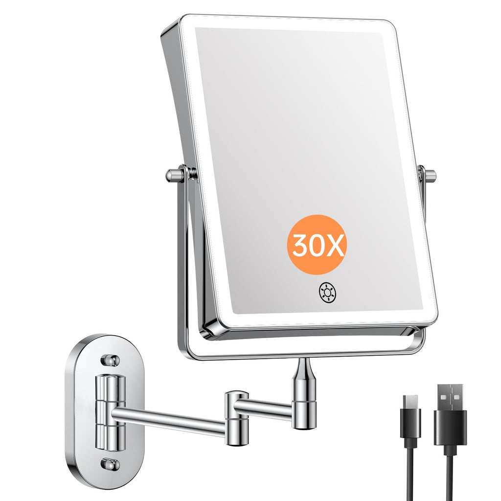 8.7" 5000mAh Rechargeable Wall Mounted Makeup Mirror (Chrome)
