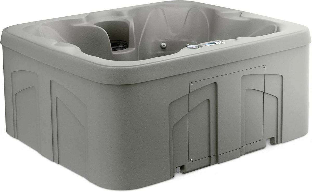 4-Person Plug & Play 13-Jet Hot Tub Spa and Thermal Cover, Taupe | Square Outdoor Spa with 1.0 HP Pump, Cover and LED