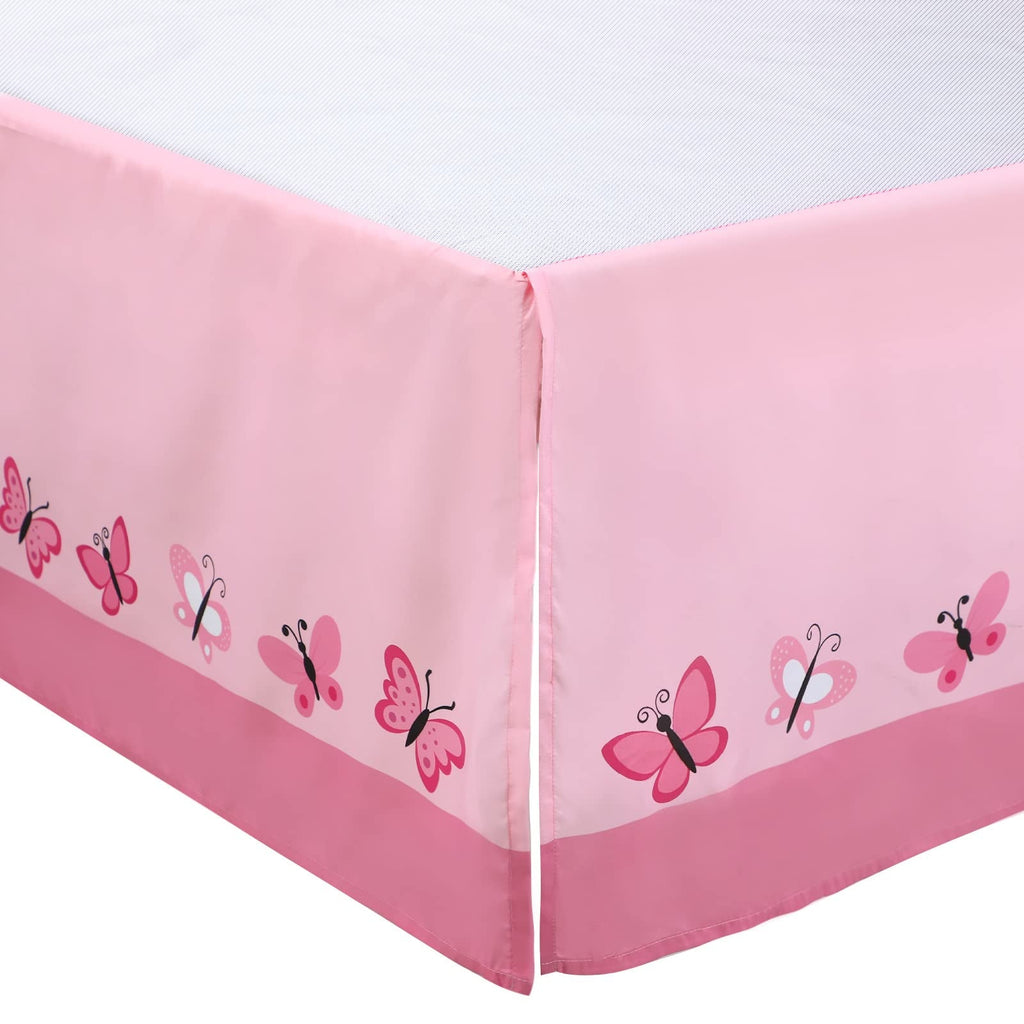 3 Pieces Butterfly Baby Crib Bedding Set for Girls, Pink
