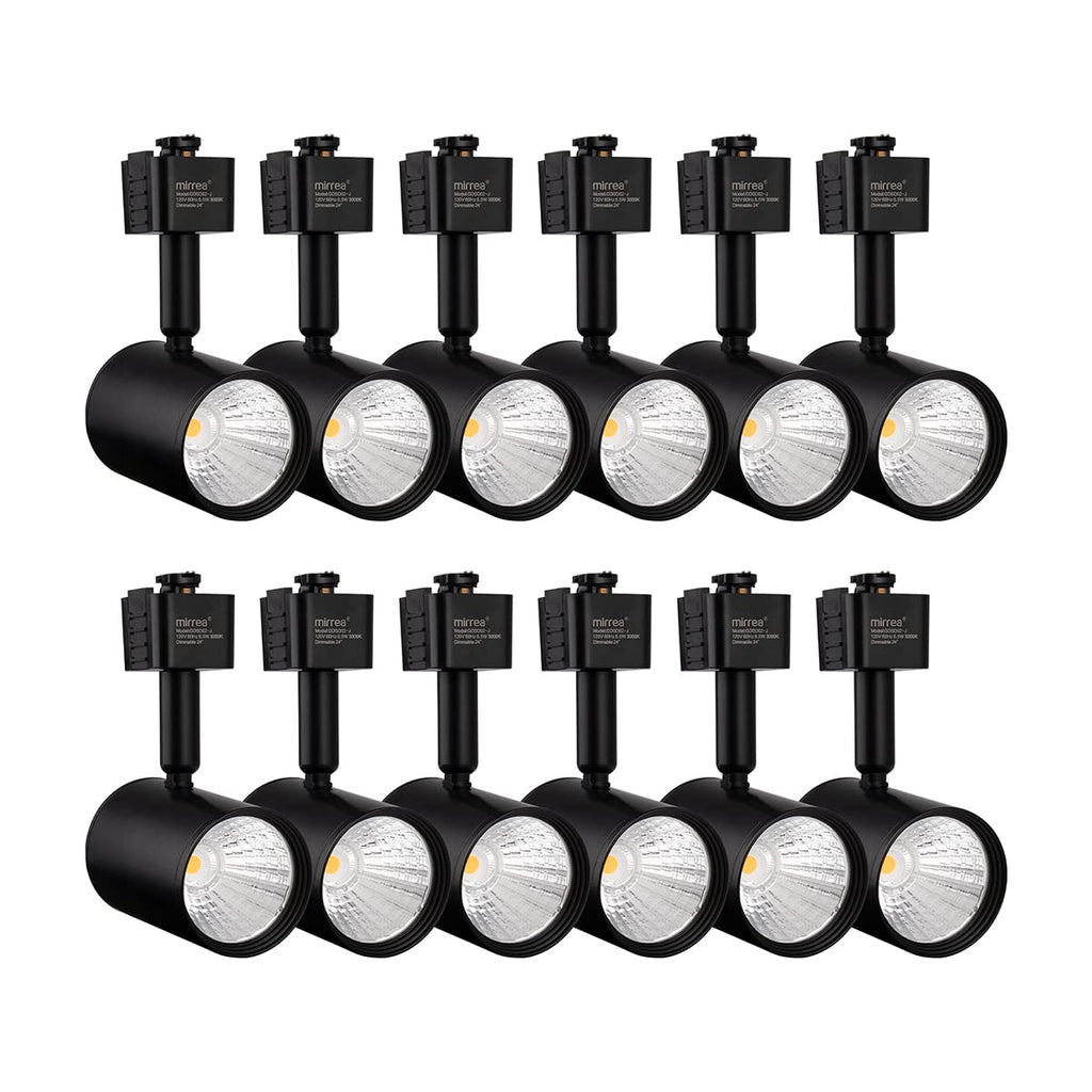 12 Pack J Type LED Track Lighting Heads 6.5W 3000K Warm White Black