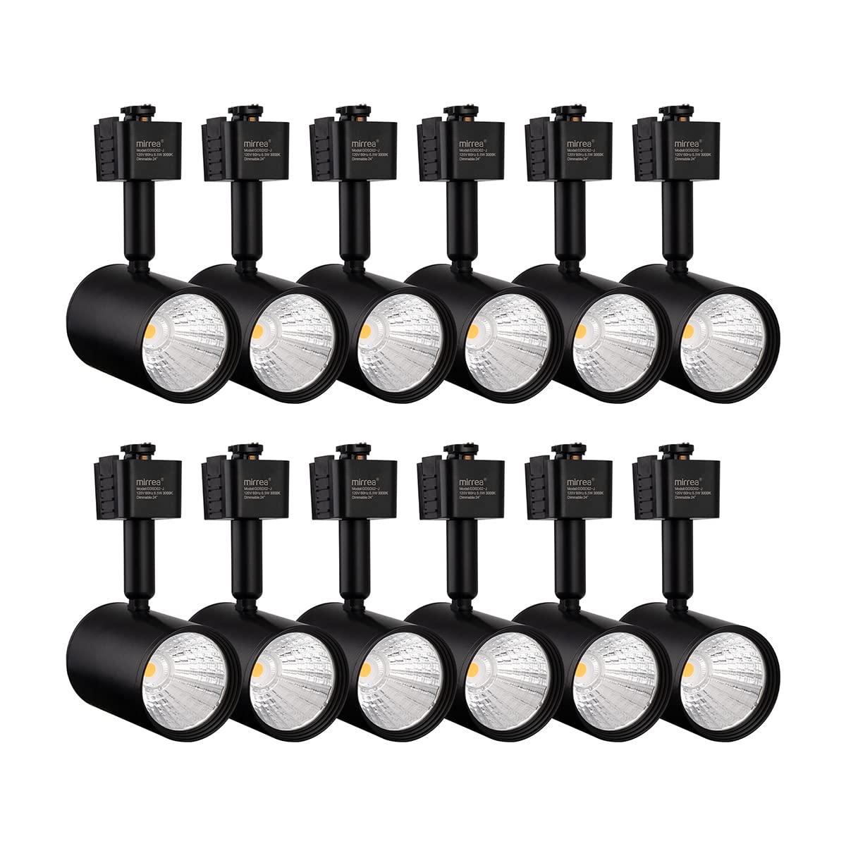12 Pack J Type LED Track Lighting Heads 6.5W 3000K Warm White Black
