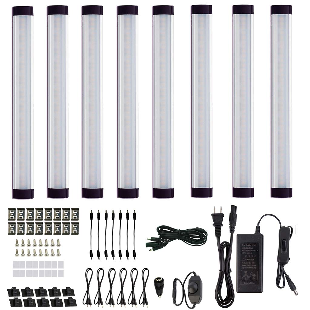 LED Under Cabinet lighting Kit, Plug in Strip Lights with Dimmer Switch Cabinet Counter, Closet, bedroom