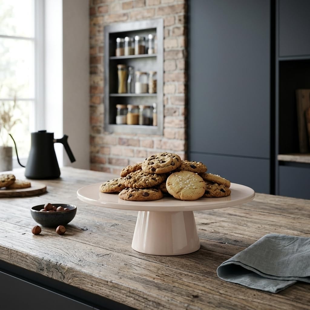 THE Cake Stand - 10 Inch Gloss Ceramic Pedestal Cake Stand, Modern Footed Dessert Stand for Cakes, Cupcakes, Cookies