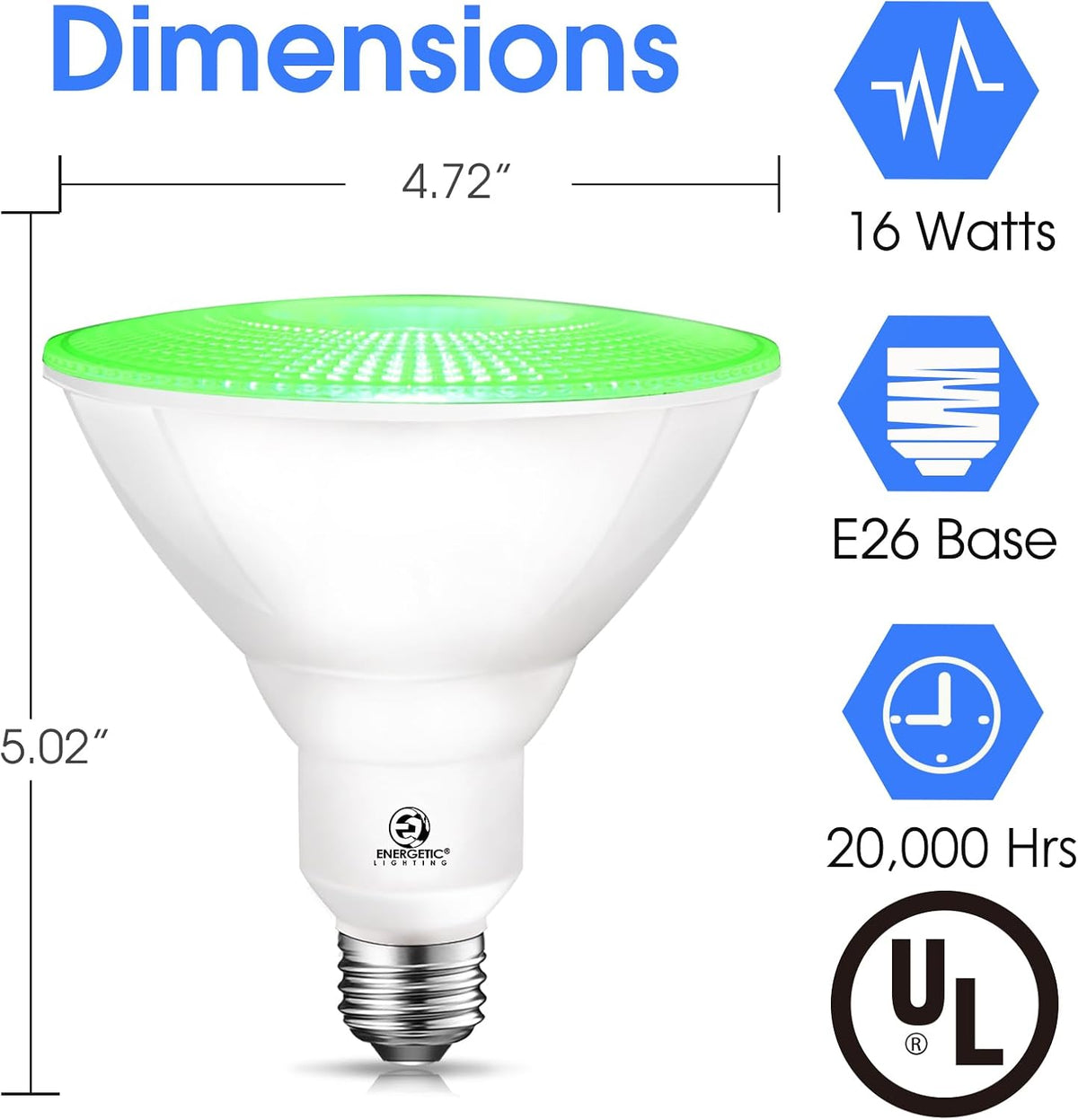 Energetic Green Par38 LED Flood Outdoor Light Bulb, 16W =90W, Dimmable