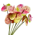 10pcs Mix Pink Anthurium Flowers Artificial with Stem, Filler Plants
