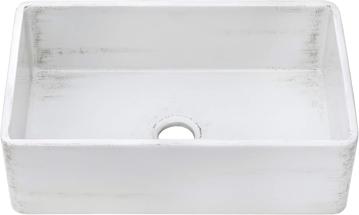 33 x 20 inch Fireclay Reversible Farmhouse Apron-Front Kitchen Sink Specialty Finish - Distressed White - RVL2300SW