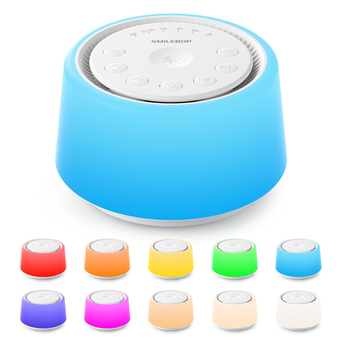 White Noise Machine with Night Light, 30 Portable Sound Machine for Baby and Adults, 10 Color Night Light, 5 Timer
