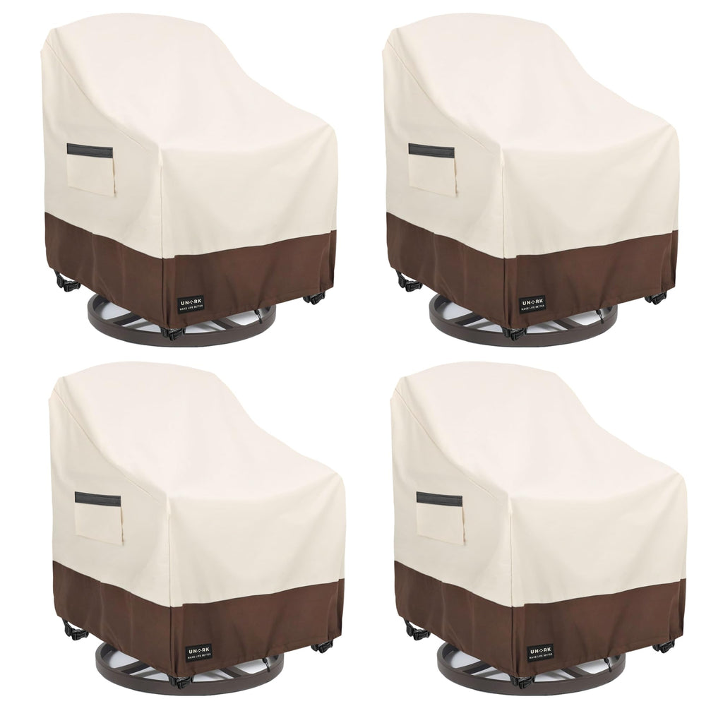 Swivel Patio Chair Cover 4 Pack, 600D Waterproof Heavy Duty Outdoor Chair Cover, Patio Furniture Covers, Outdoor