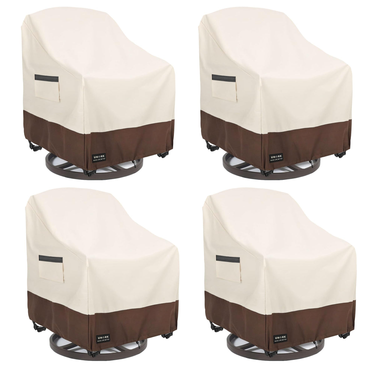 Swivel Patio Chair Cover 4 Pack, 600D Waterproof Heavy Duty Outdoor Chair Cover, Patio Furniture Covers, Outdoor