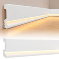 8 Pcs Baseboard Molding with LED Duct, 47.2 x 3.94 Inch, White