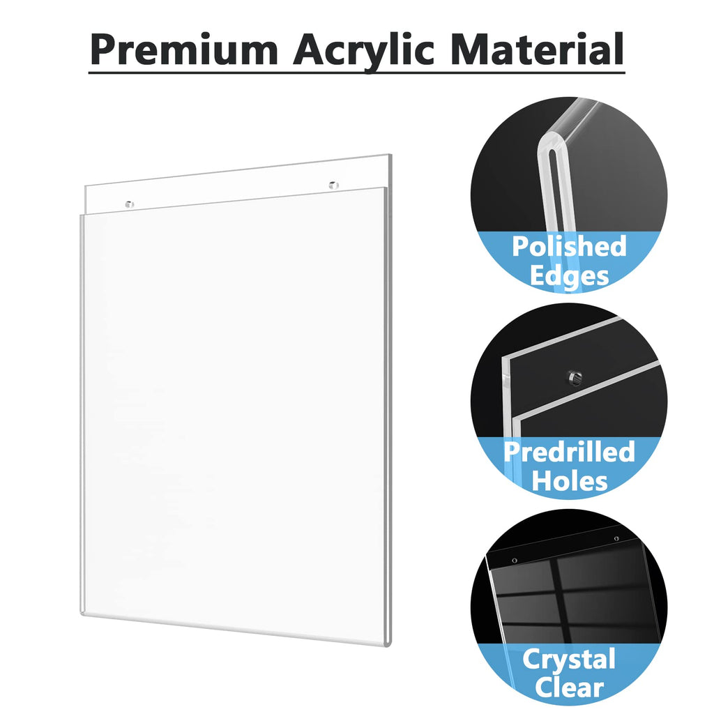 Wall Mount Sign Holder, 8.5 x 11, Vertical, 6 Pack