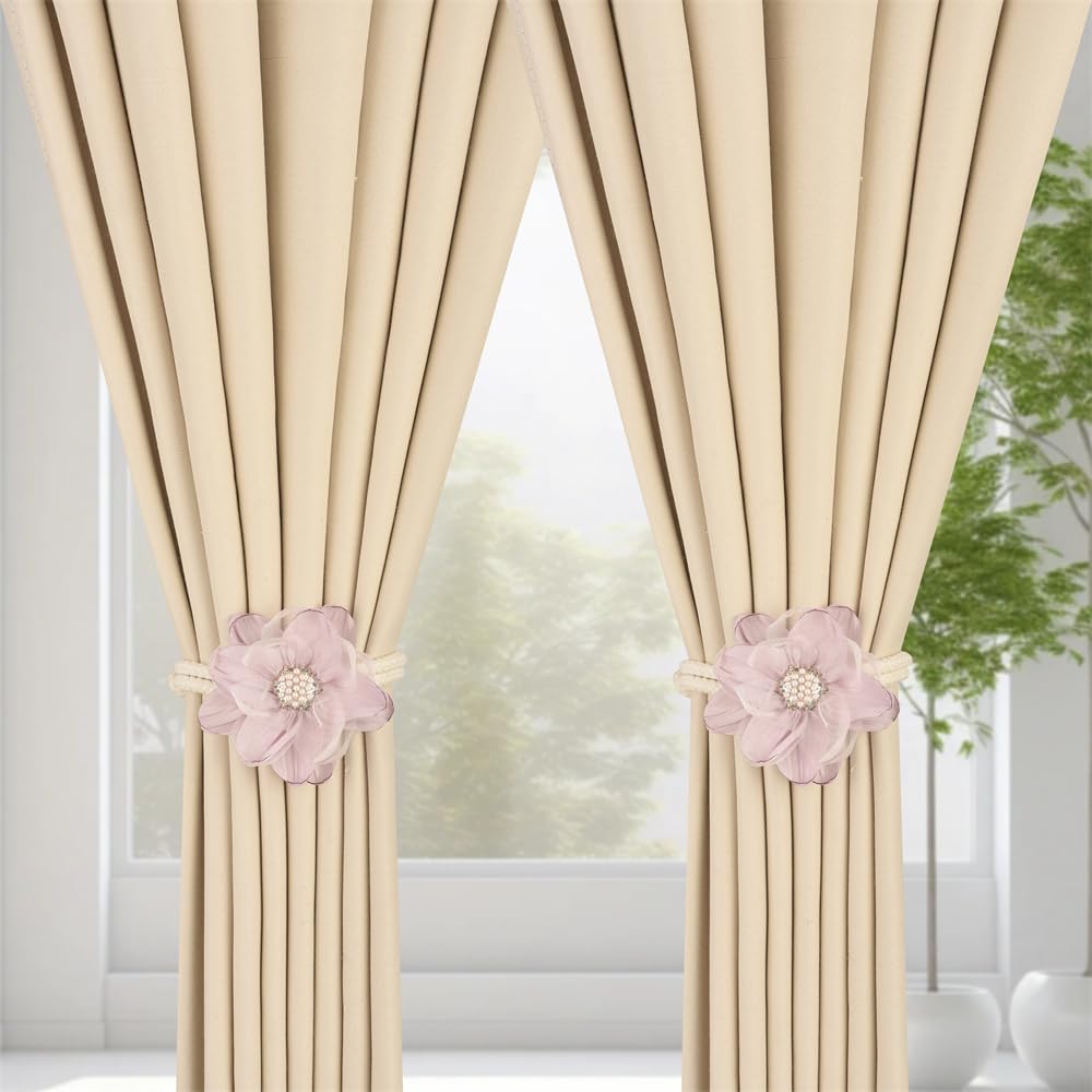 Lotus Flower Curtain Tiebacks Holdbacks Holder, Purple