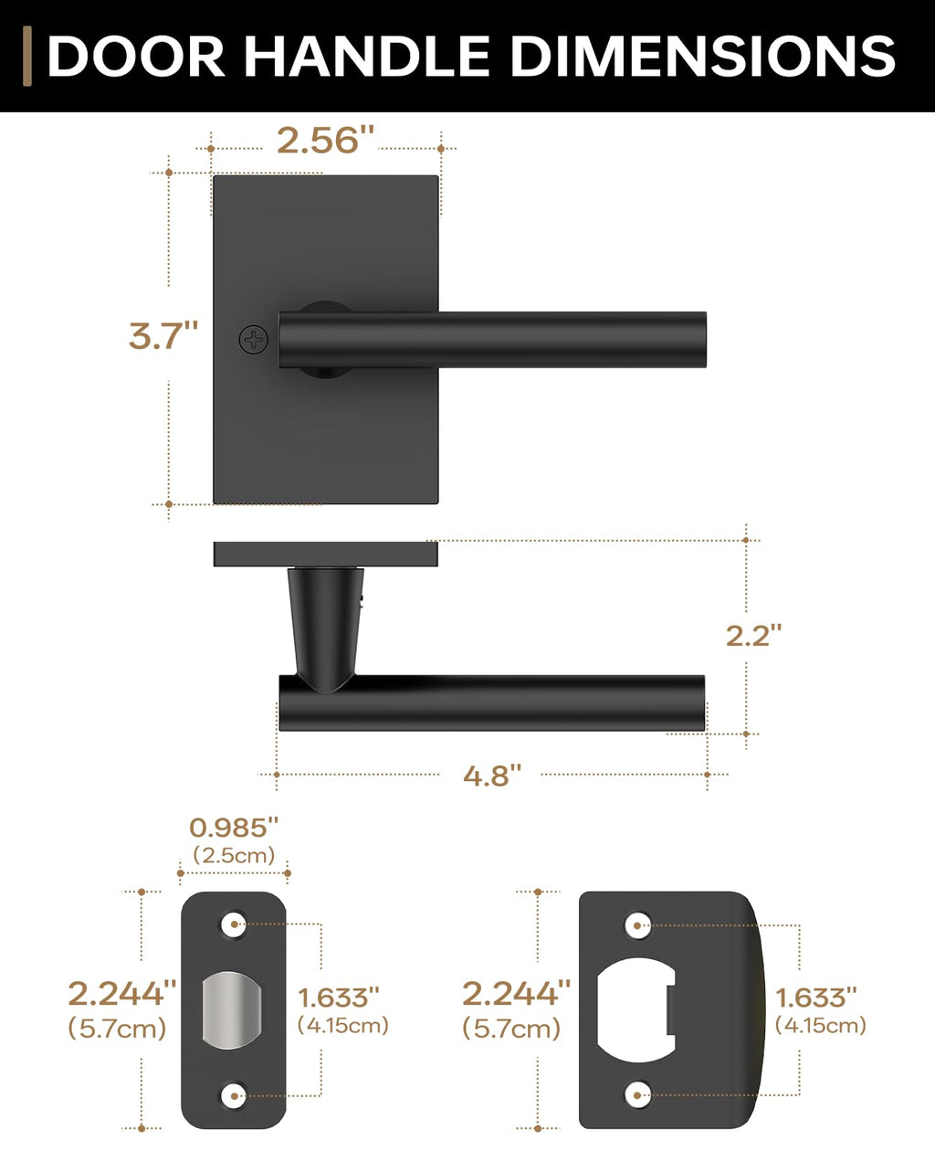 10 Pack Matte Black Passage Interior Door Handles