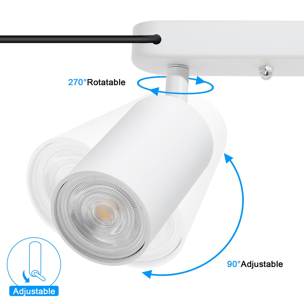 Plug in Track Lighting Track Light Fixtures with Power Cord Wall Spotlight Flexibly Rotatable Heads Plug in Ceiling