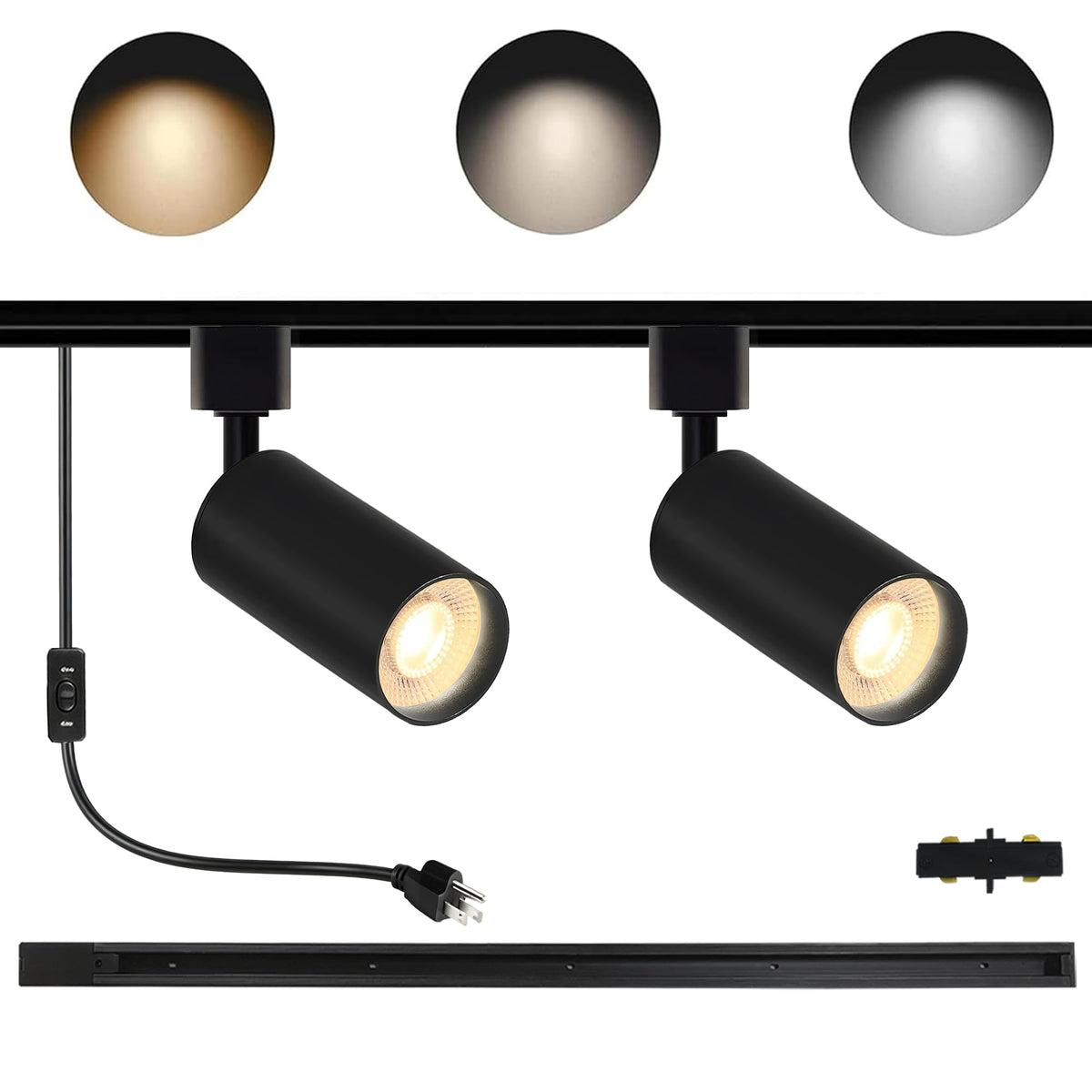 Plug in LED Track Lighting Kit H Type 3CCT 2PCS 10W Black