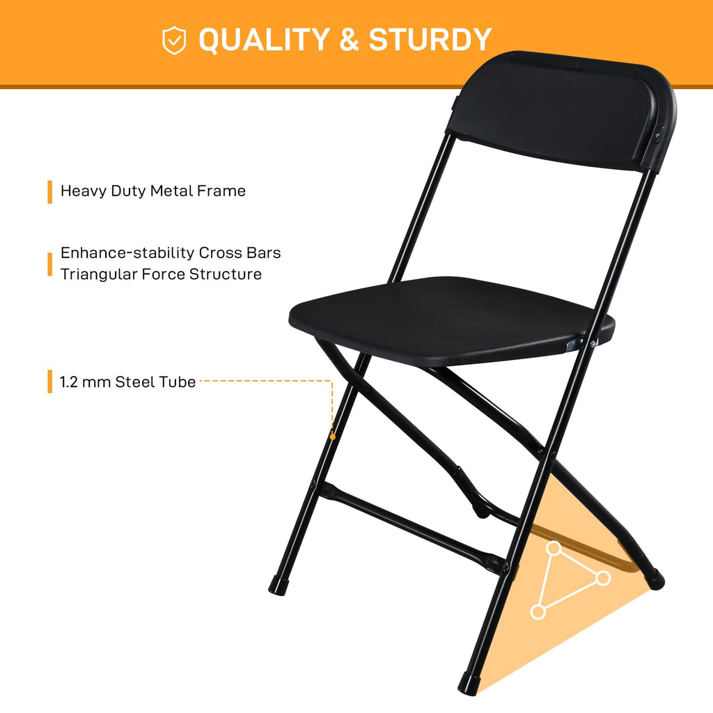 4pcs Folding Chair, Plastic Chairs with 330-Pound Capacity, Easy to Fold and Store Suitable for Indoor & Outdoor