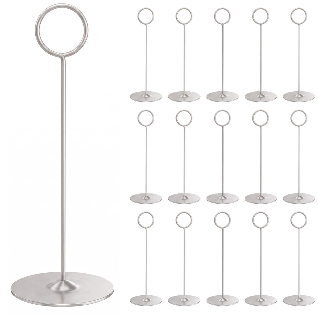 16 Pieces Table Card Holder 8 inches Table Number Holders Place Steel Card Holders for Photos, Food Signs, Memo