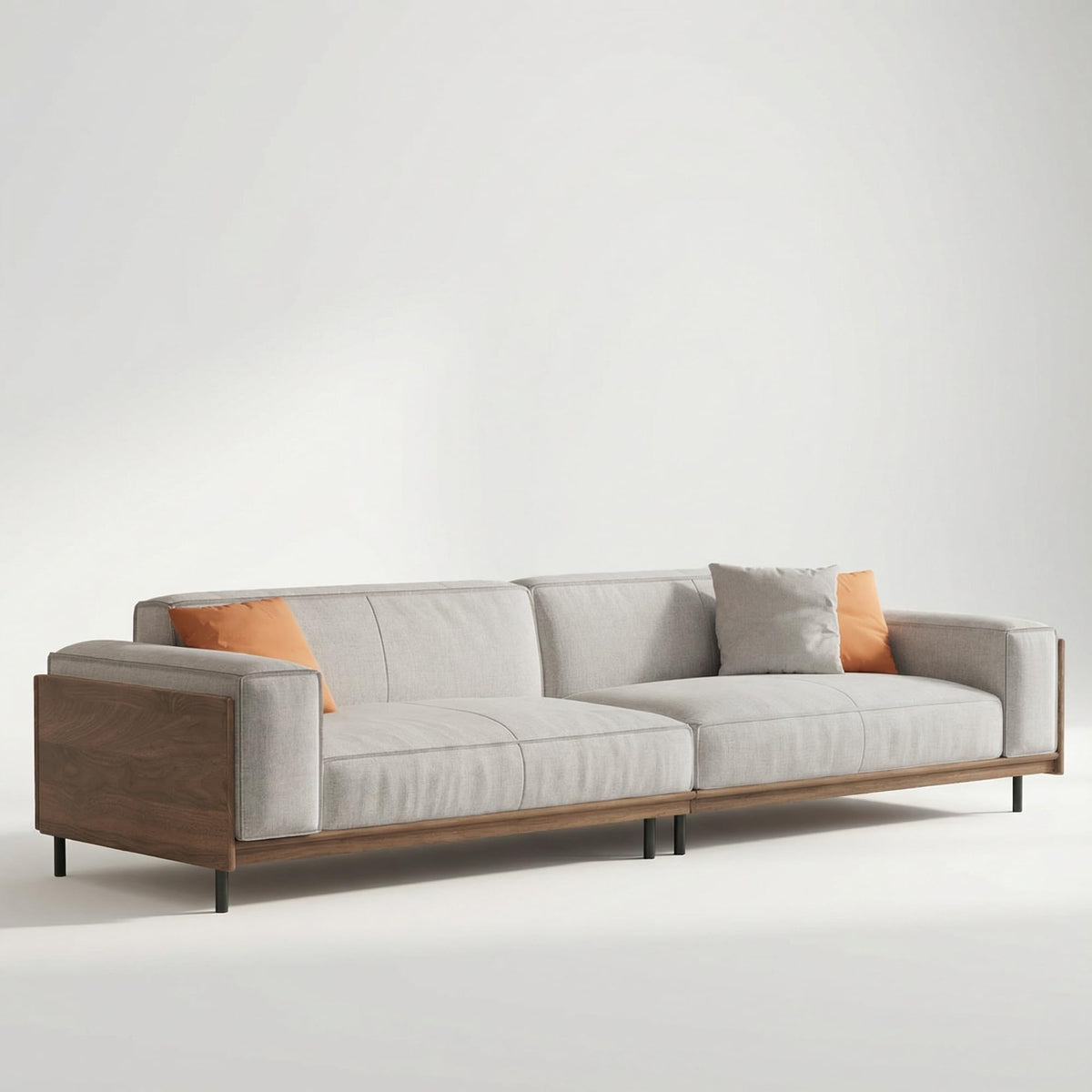 111.8" Modular Cloud Sectional Sofa, Mid-Century Modern Couch