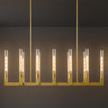 Gold Farmhouse Dining Room Chandelier,Modern Linear Rectangle Chandelier