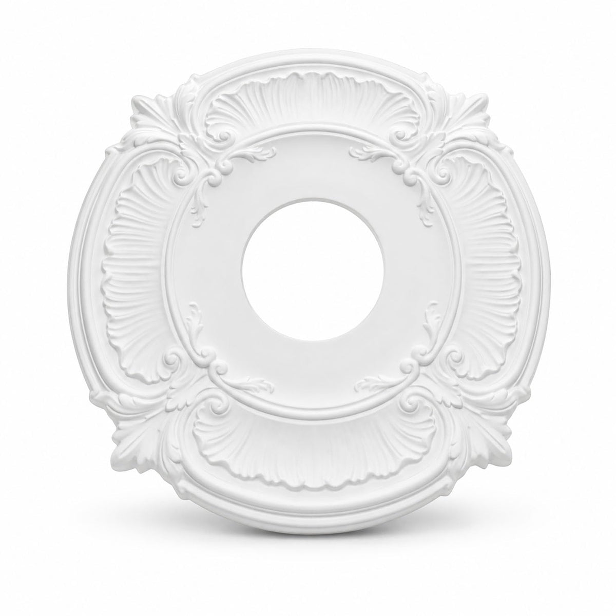 PU Ceiling Medallion for Light Fixtures and Ceiling Fans,White,1-Pcs