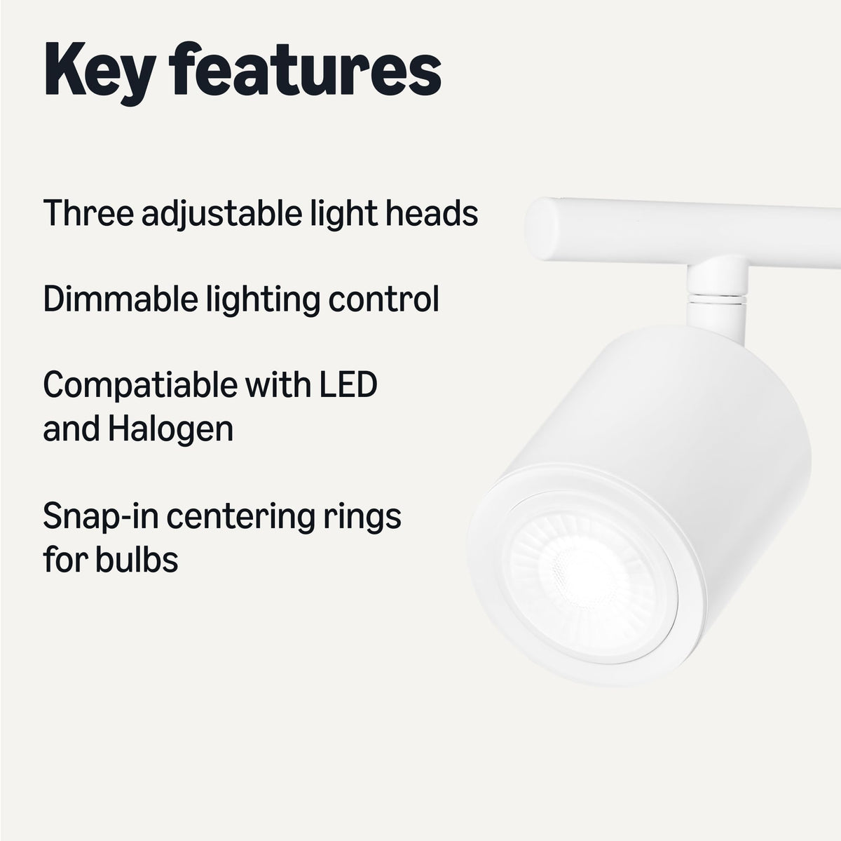 Track Lighting Kit, Dimmable, GU10 MR16 LED Bulbs Included, 500 Lumens, Soft White, Adjustable Heads, 19.9L x