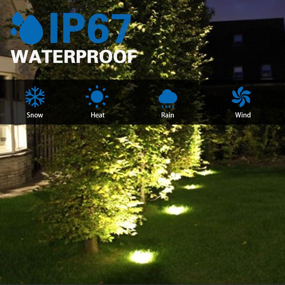 12W LED Well Light, Low Voltage Landscape Ground Lights,12V-24V Outdoor In Ground Lights, IP67 Waterproof Landscape