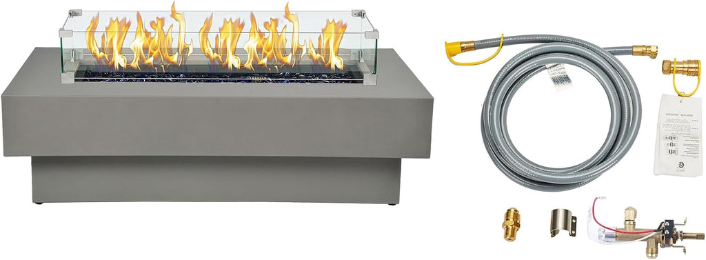 48 Inch Fire Table with Natural Gas Conversion Kit Wind Glass Shield 5
