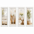 4 Set Rustic Wall Mirrors Bathroom Living Room Entryway Wood Farmhouse Rectangular Easy to Hang Framed Decorative