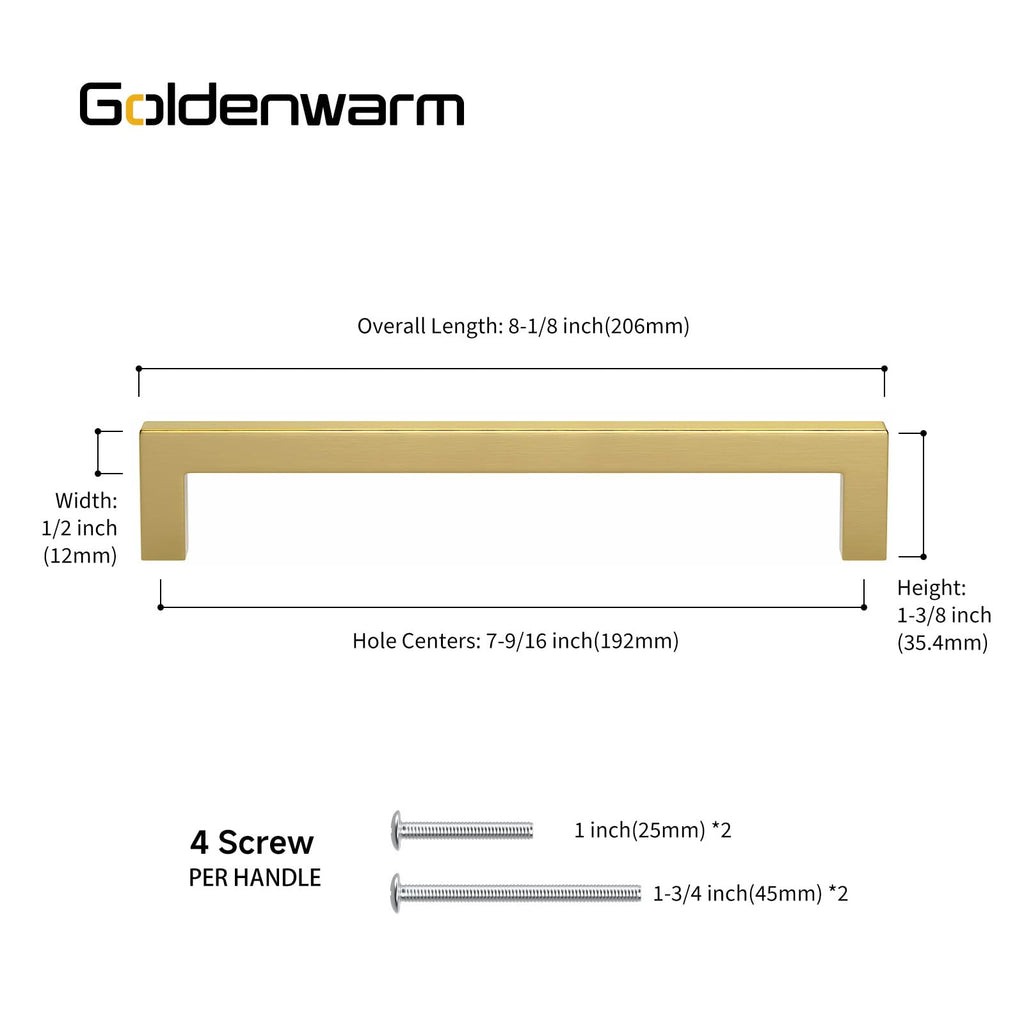 5 Pack 7-1/2 Inch Gold Cabinet Handles Brushed Cabinet Pulls