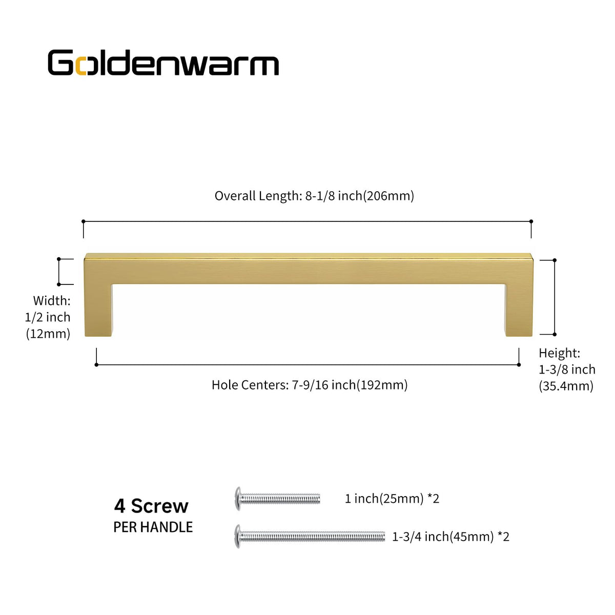 5 Pack 7-1/2 Inch Gold Cabinet Handles Brushed Cabinet Pulls