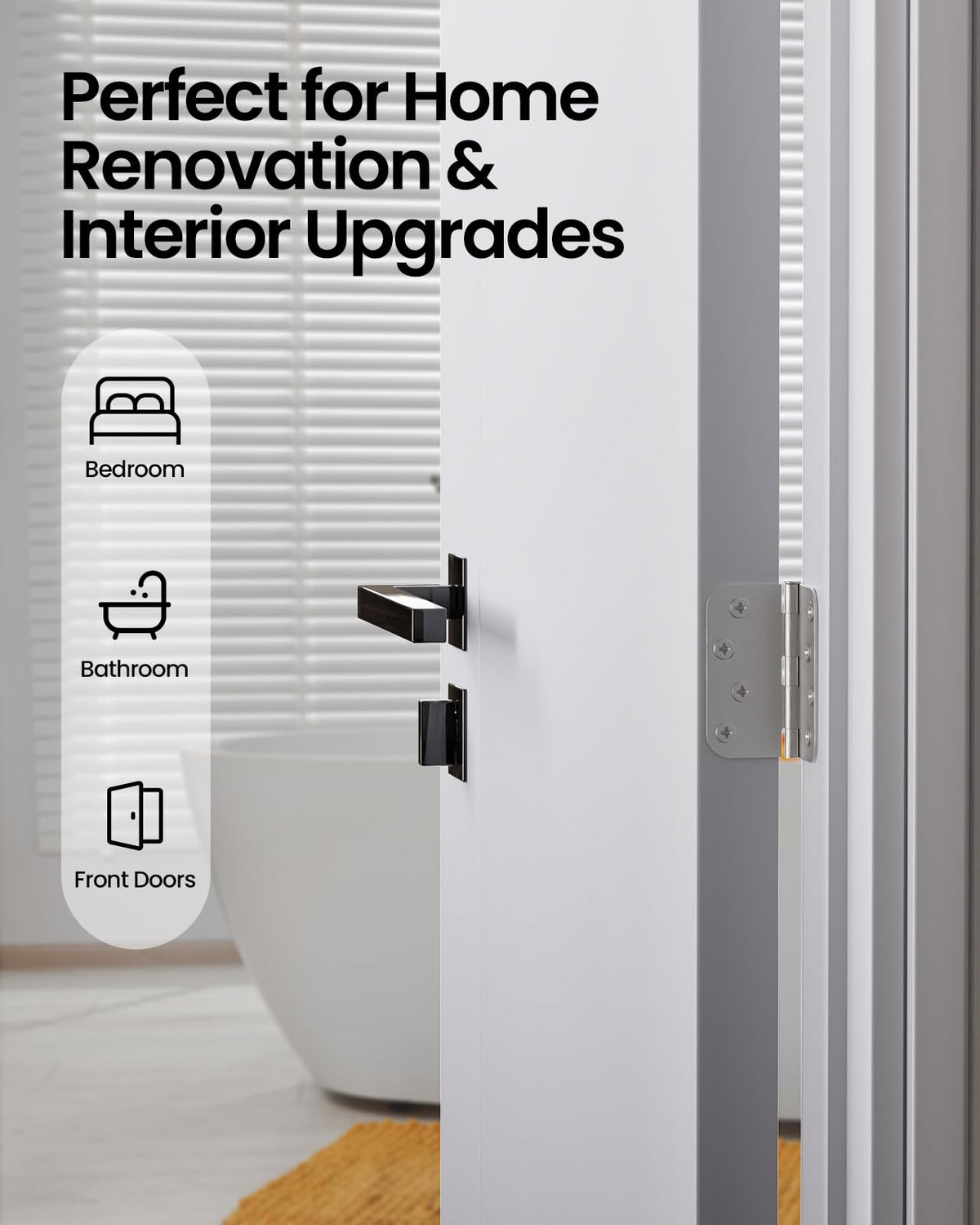 4" X 4" Nickel Door Hinges - 18 Pack Brushed Nickel Door Hinge 4 Inch Rounded Interior Hinges with 5/8" Radius -Heavy