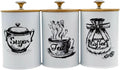 3-Piece Kitchen Canister Set for Coffee Tea Sugar, Iron and Bamboo Countertop Storage Jars with Dustproof Lids - Set of 3