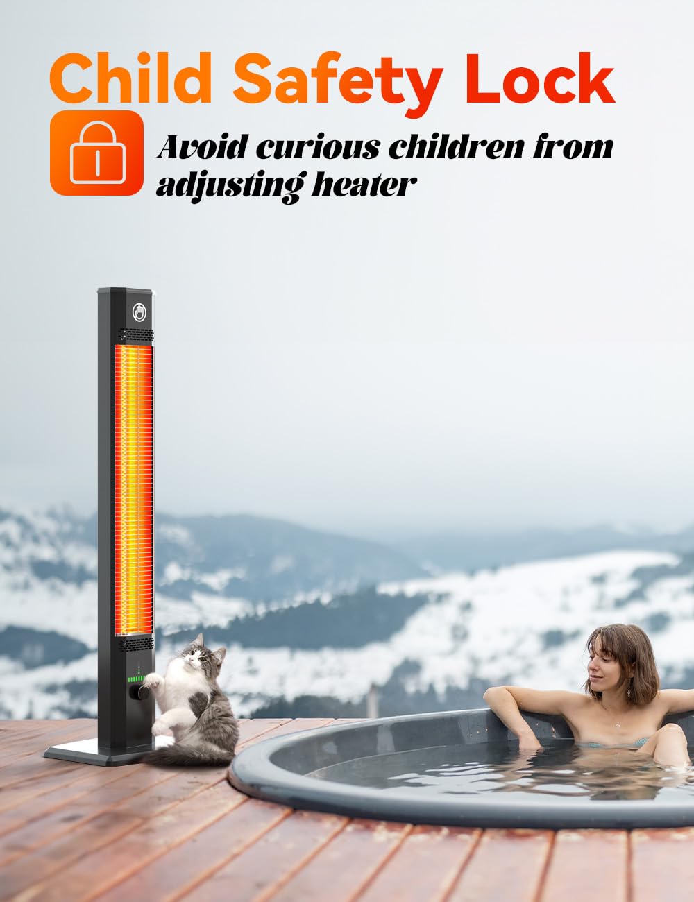 42 Inch Outdoor Heaters Electric, 9 Heat Levels, 1500W