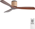 52" Wood Flush Mount Ceiling Fan with Remote, No Light