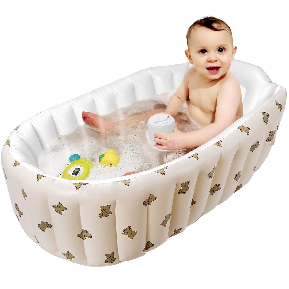 Newborn to Toddler Bath Tub,Inflatable Baby Bathtub with Built-in Air Pump,Portable Travel Shower Basin with Back