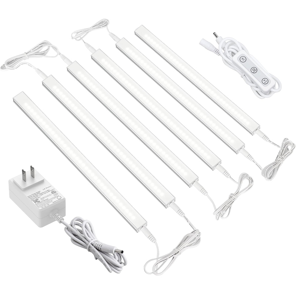 Dimmable Under Cabinet Lighting - 6 Pcs 12 inches Linkable Counter Light Bars, Led Closet Light Daylight White