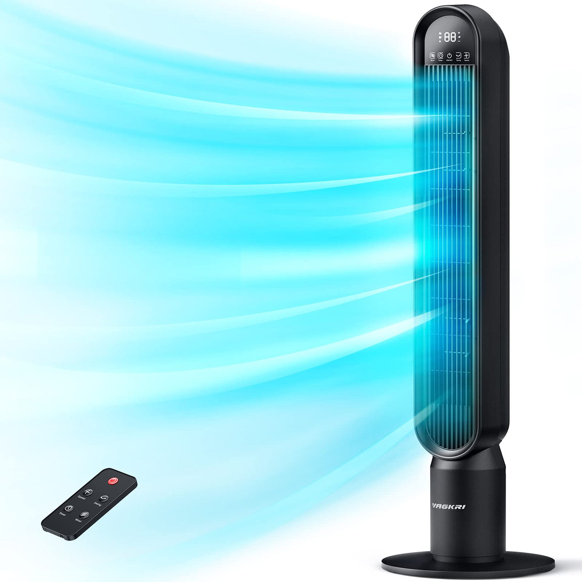 Tower Fan , 42" Quiet Floor Fan with 135° Vertical 90°Oscillation, 4 Modes, 4 Speeds, 15H Timers Standing bladeless